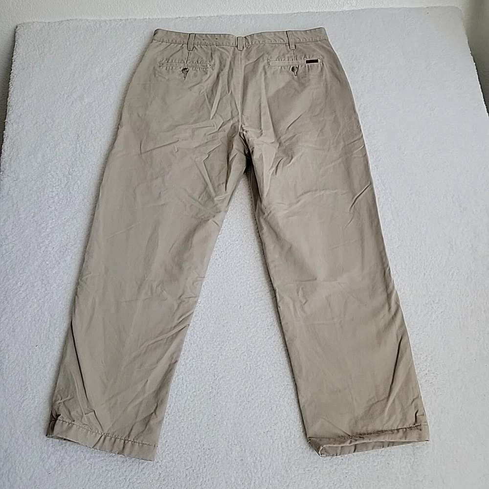 Eddie Bauer Pants‎ Men's 38 Beige Ruston Fit Pleated Cuffed Dress Baggy 38x30